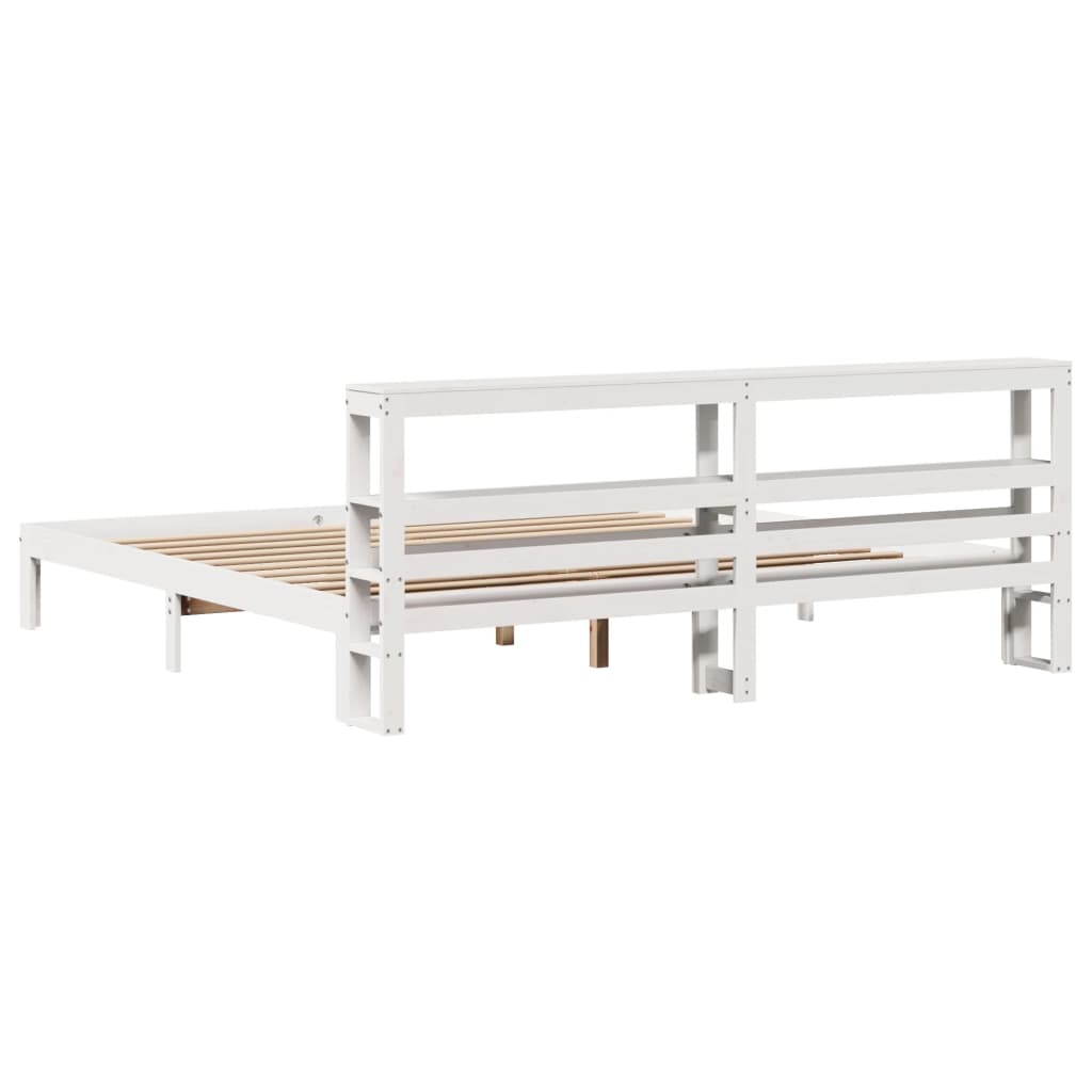 Bed Frame with Headboard without Mattress White 200x200 cm