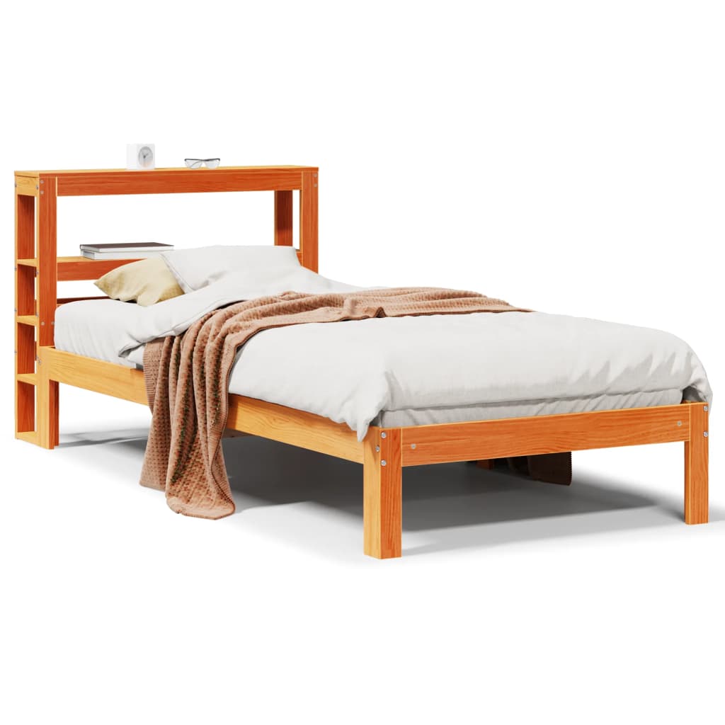 Bed Frame without Mattress Wax Brown 90x190 cm Single Solid Wood Pine