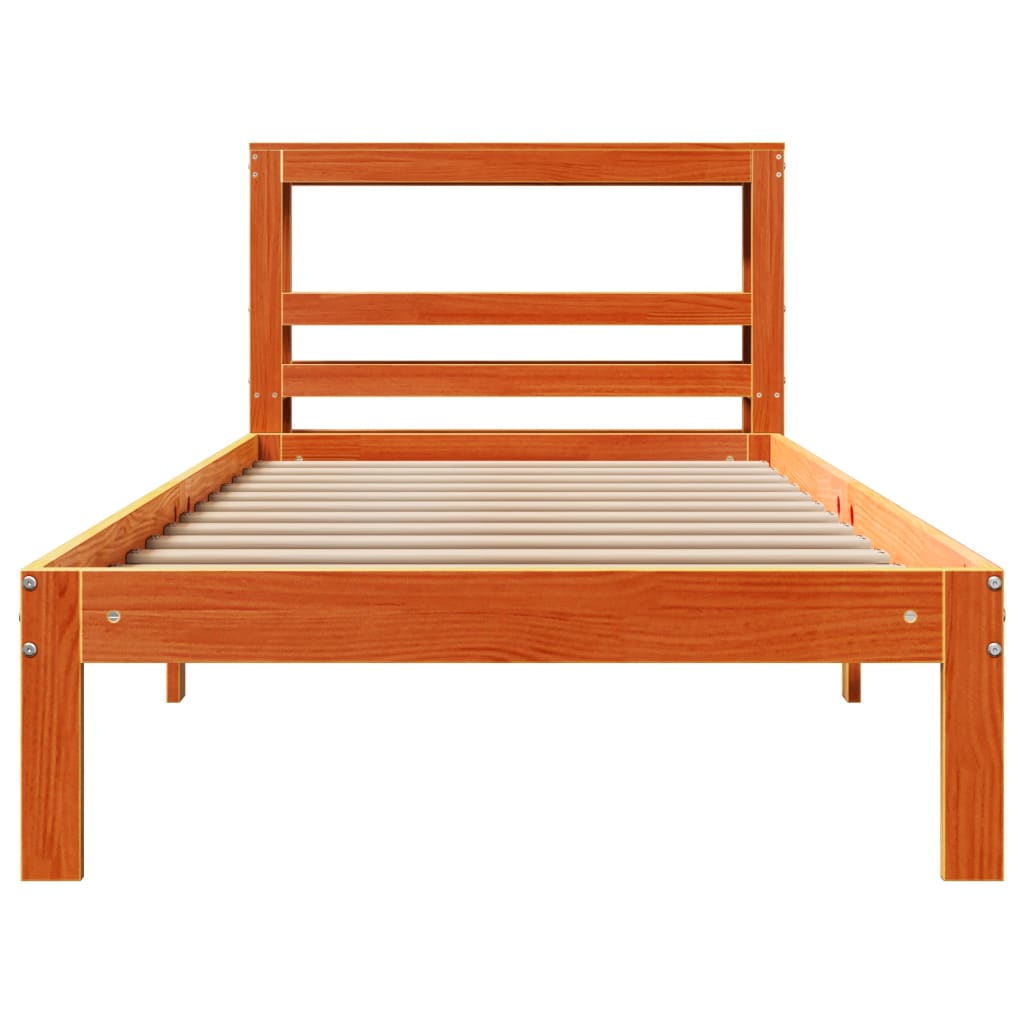 Bed Frame without Mattress Wax Brown 90x190 cm Single Solid Wood Pine
