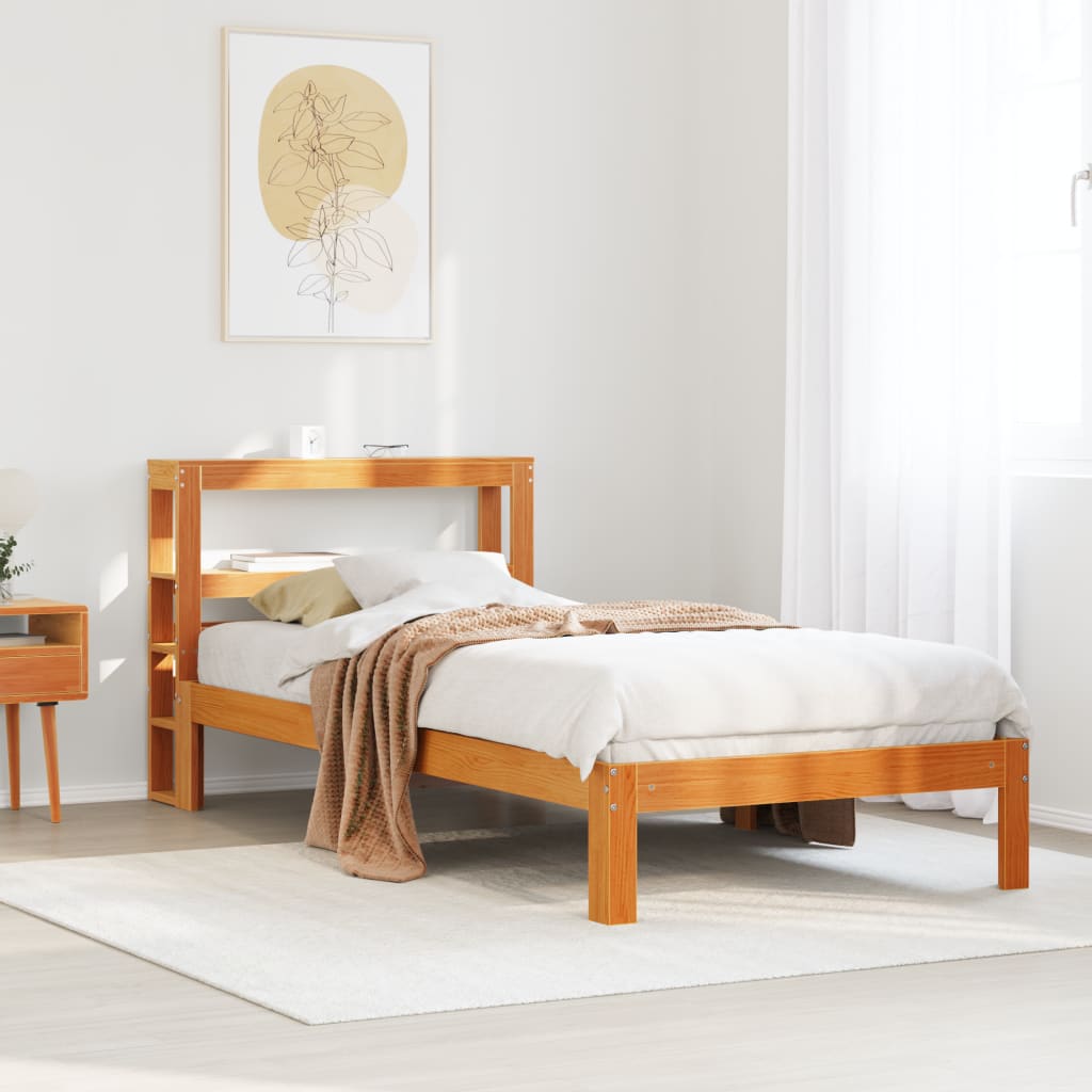 Bed Frame without Mattress Wax Brown 90x190 cm Single Solid Wood Pine