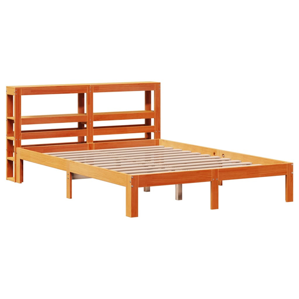 Bed Frame without Mattress Wax Brown 135x190 cm Double Solid Wood Pine