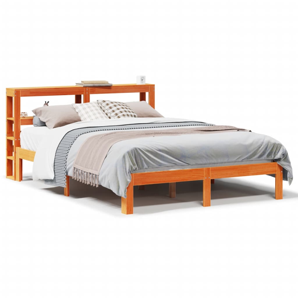 Bed Frame without Mattress Wax Brown 140x190 cm Solid Wood Pine