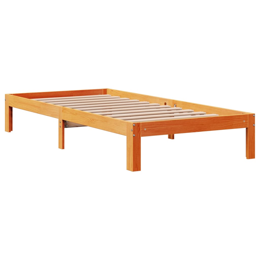 Bed Frame without Mattress Wax Brown 100x200 cm Solid Wood Pine