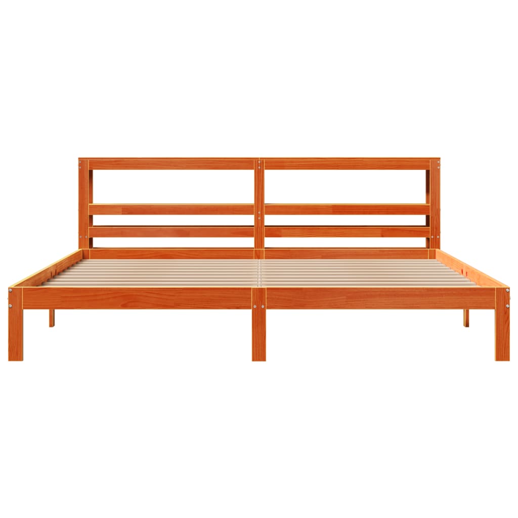 Bed Frame without Mattress Wax Brown 180x200 cm Super King Solid Wood Pine