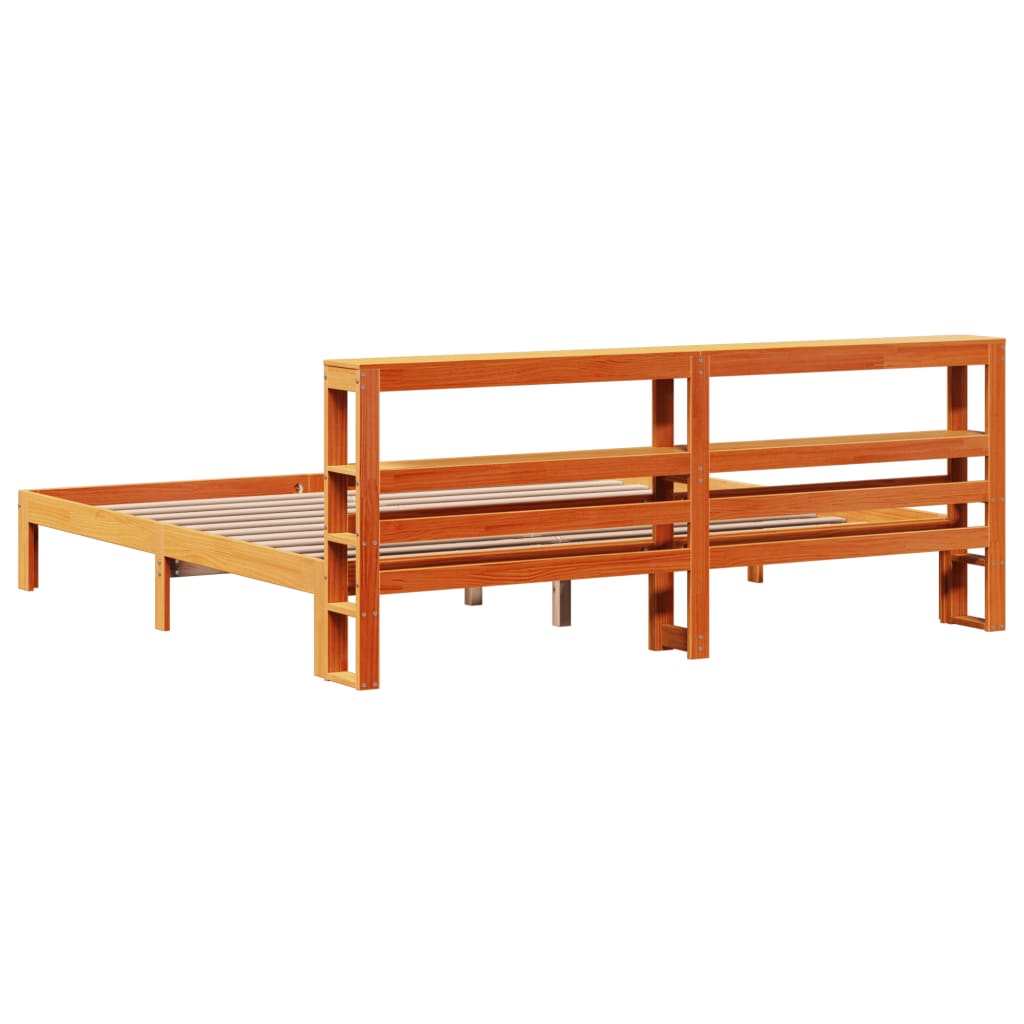 Bed Frame without Mattress Wax Brown 180x200 cm Super King Solid Wood Pine