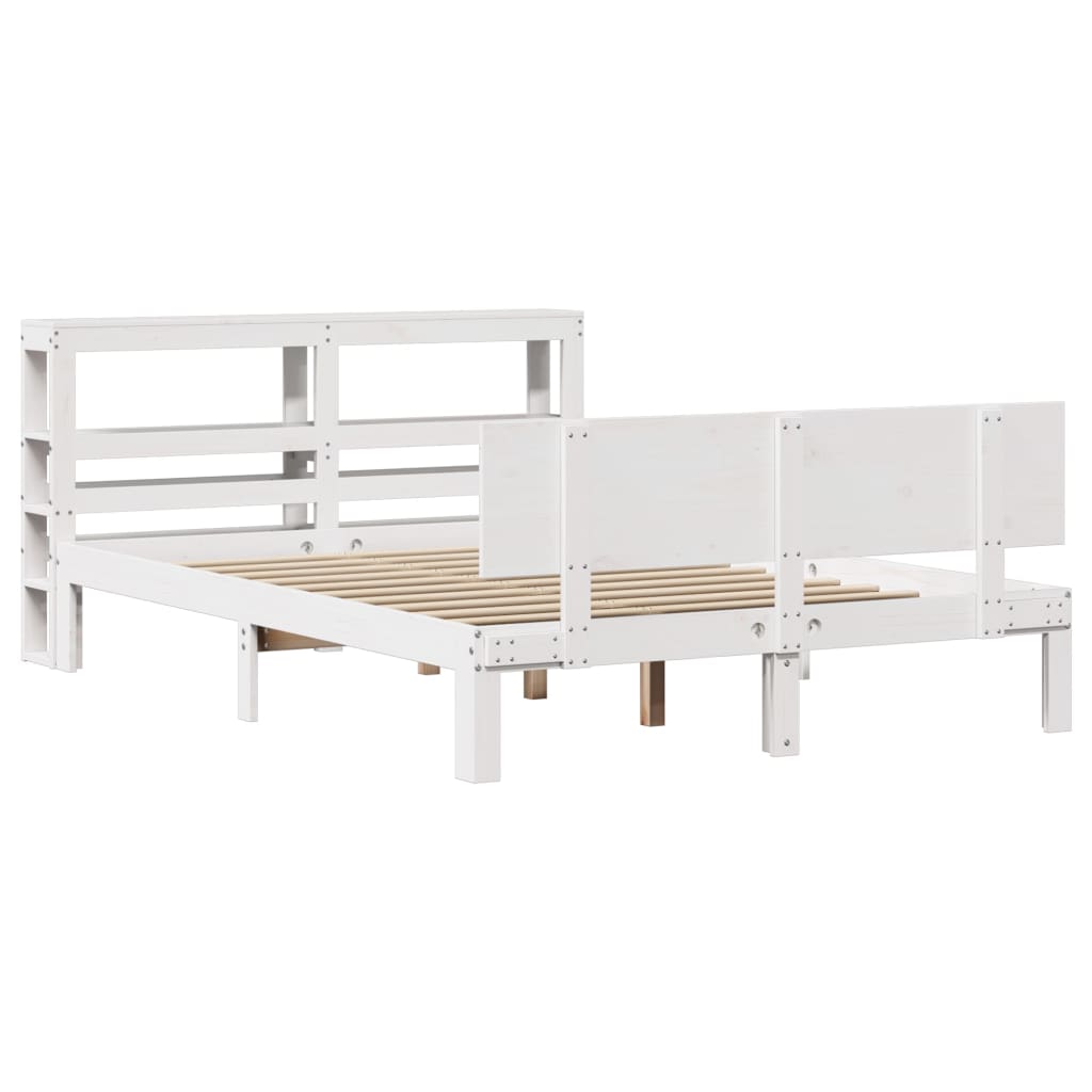 Bed Frame with Headboard without Mattress White 120x190 cm Small Double