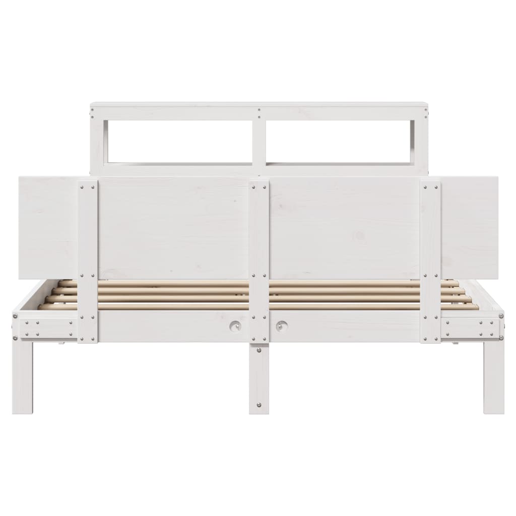 Bed Frame with Headboard without Mattress White 140x190 cm