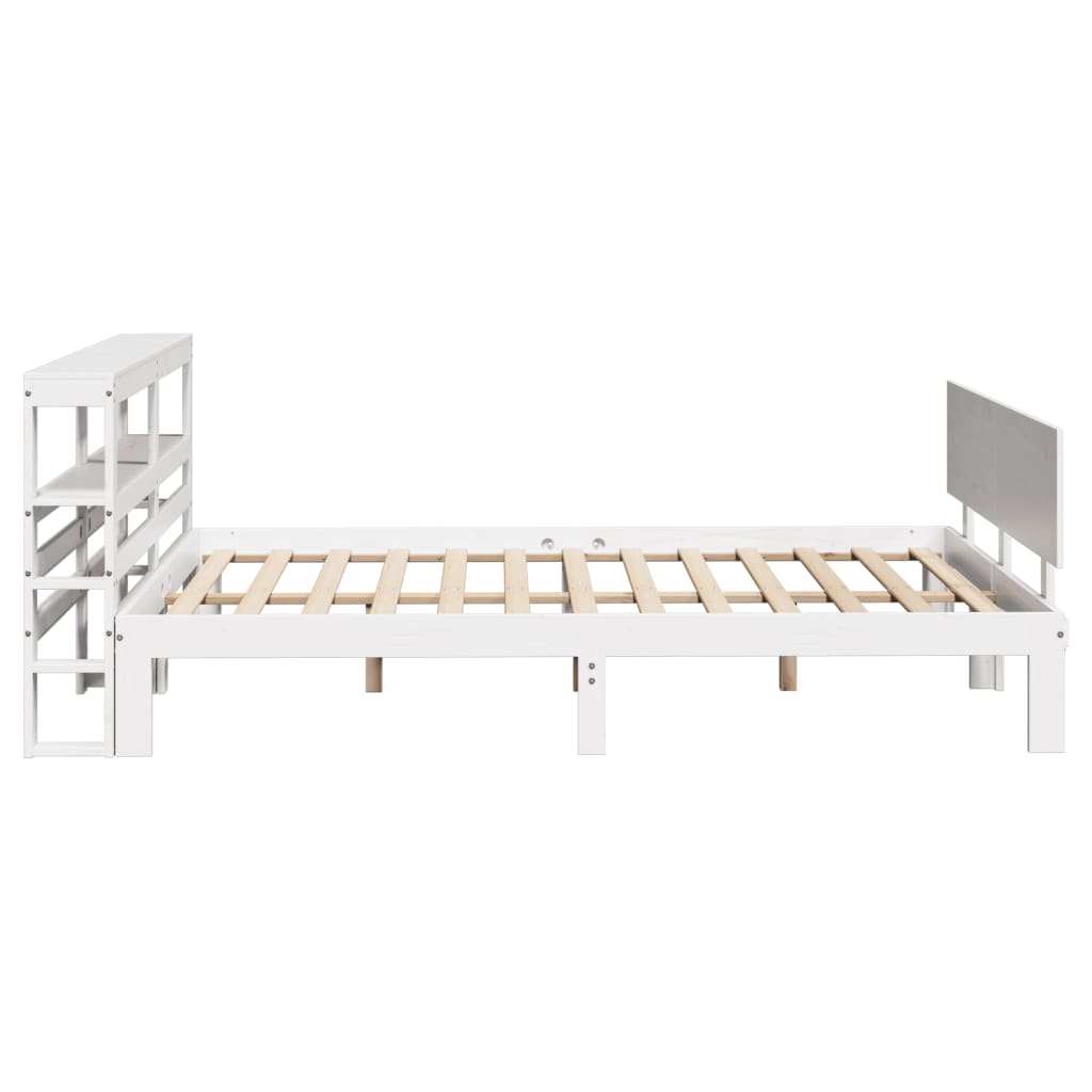 Bed Frame with Headboard without Mattress White 140x190 cm