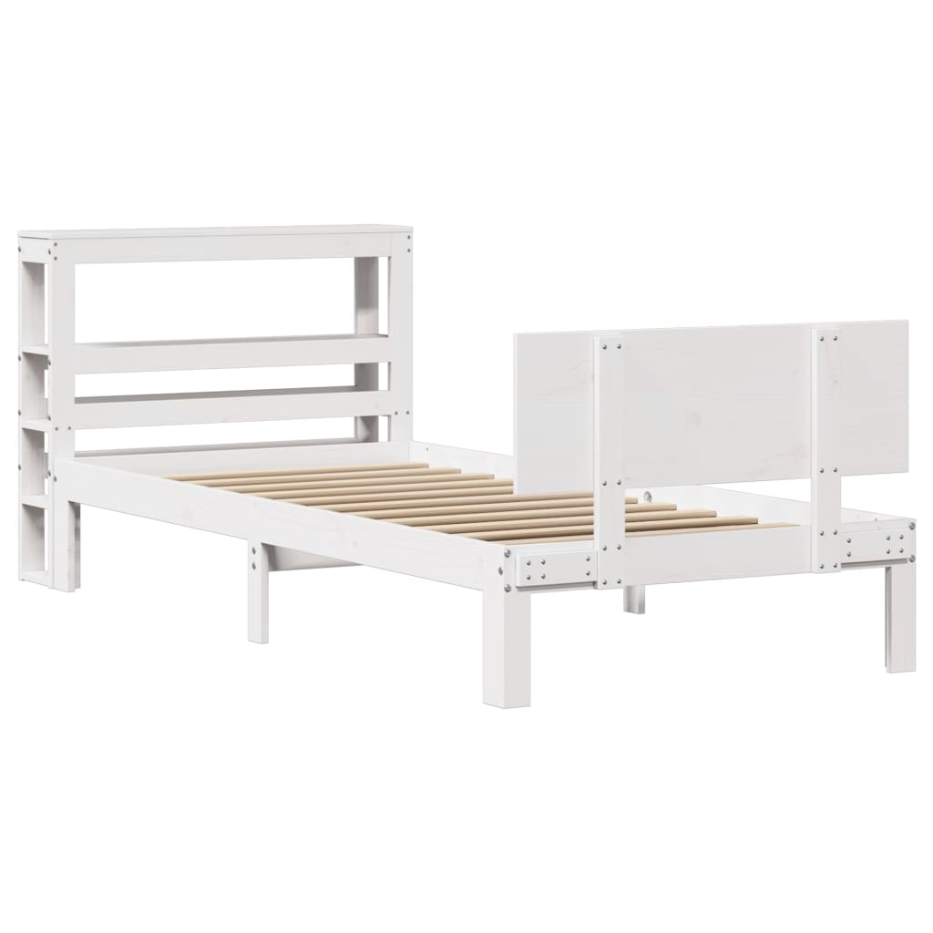 Bed Frame with Headboard without Mattress White 90x200 cm