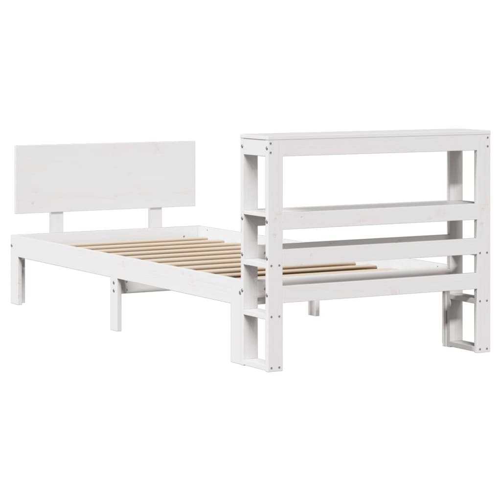 Bed Frame with Headboard without Mattress White 90x200 cm