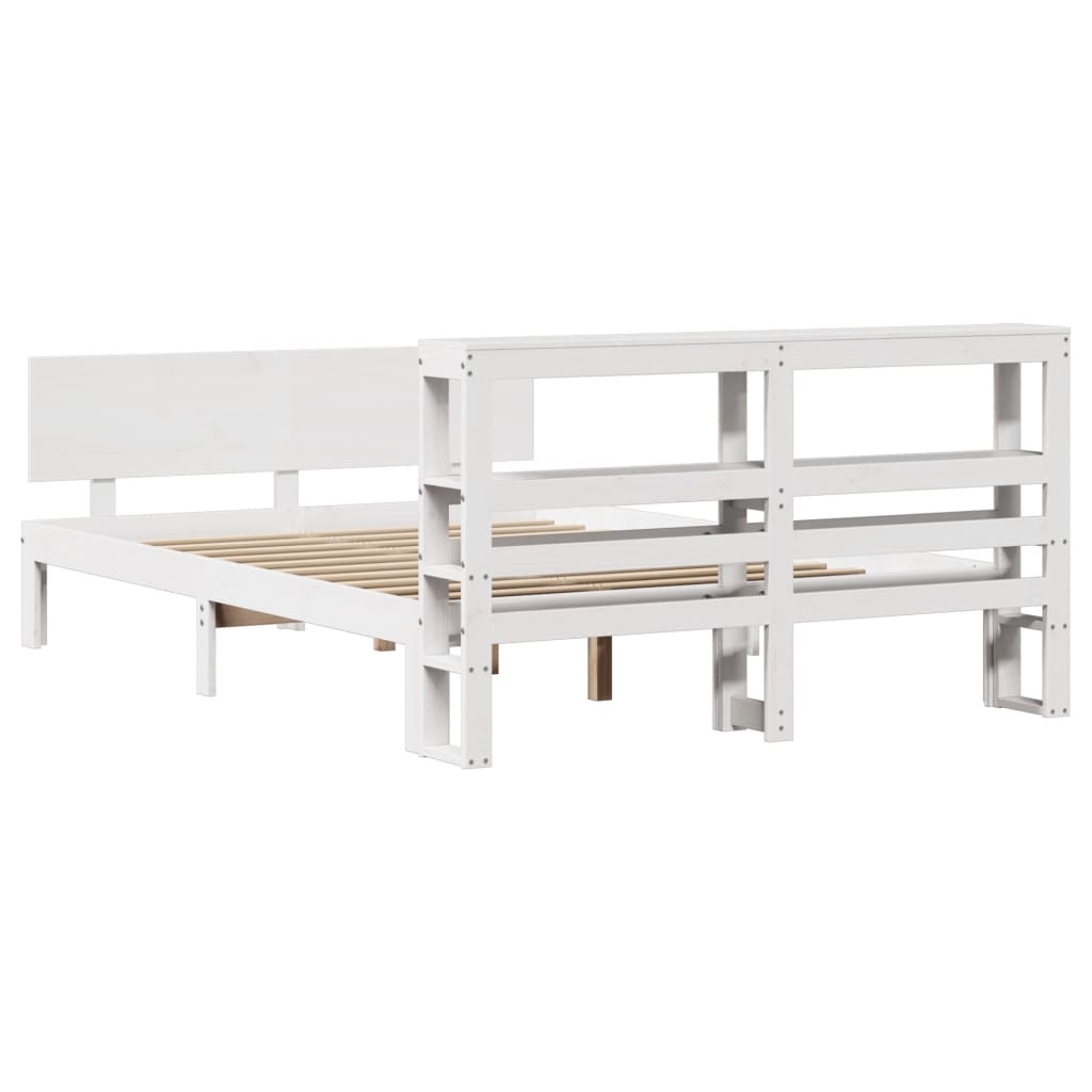 Bed Frame with Headboard without Mattress White 150x200 cm King Size