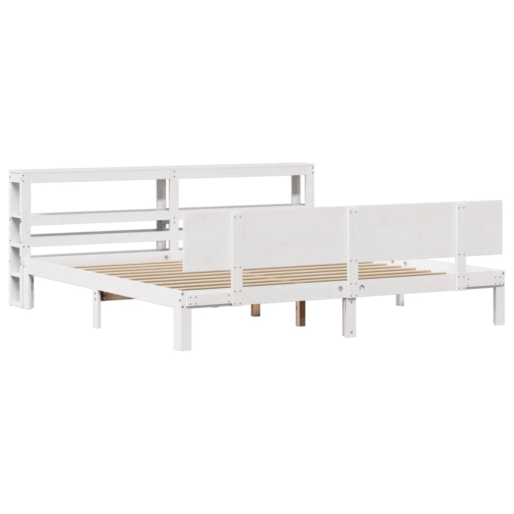 Bed Frame with Headboard without Mattress White 180x200 cm Super King