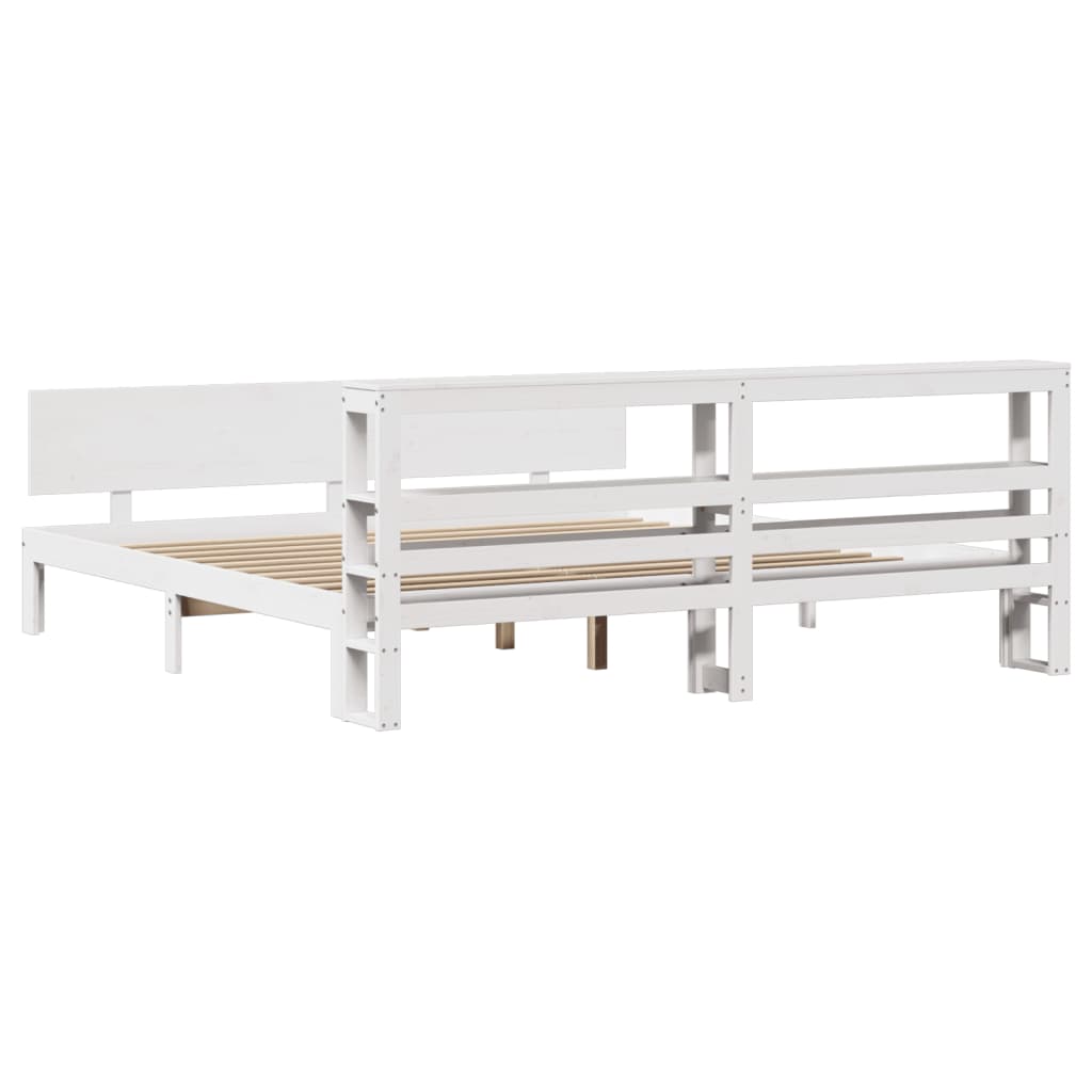 Bed Frame with Headboard without Mattress White 180x200 cm Super King