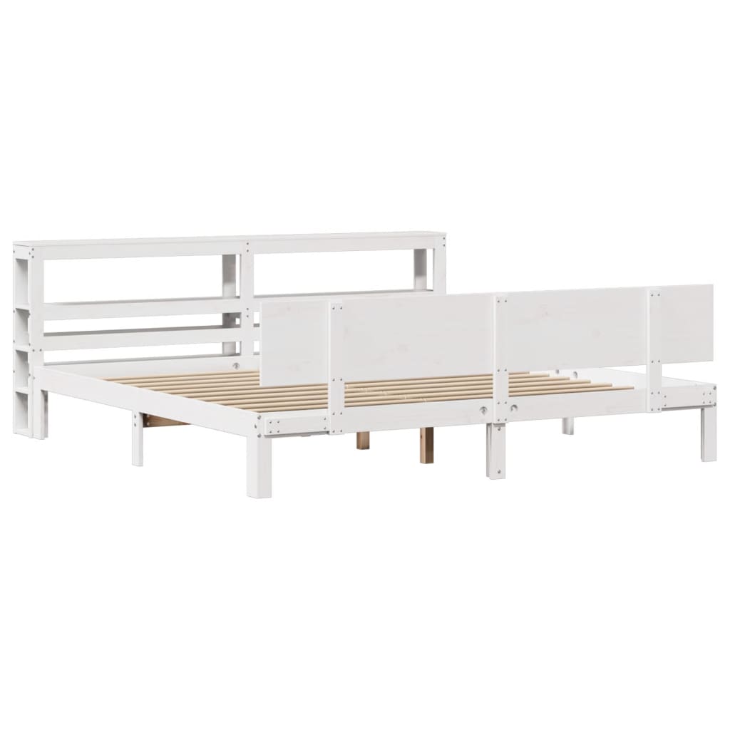 Bed Frame with Headboard without Mattress White 200x200 cm