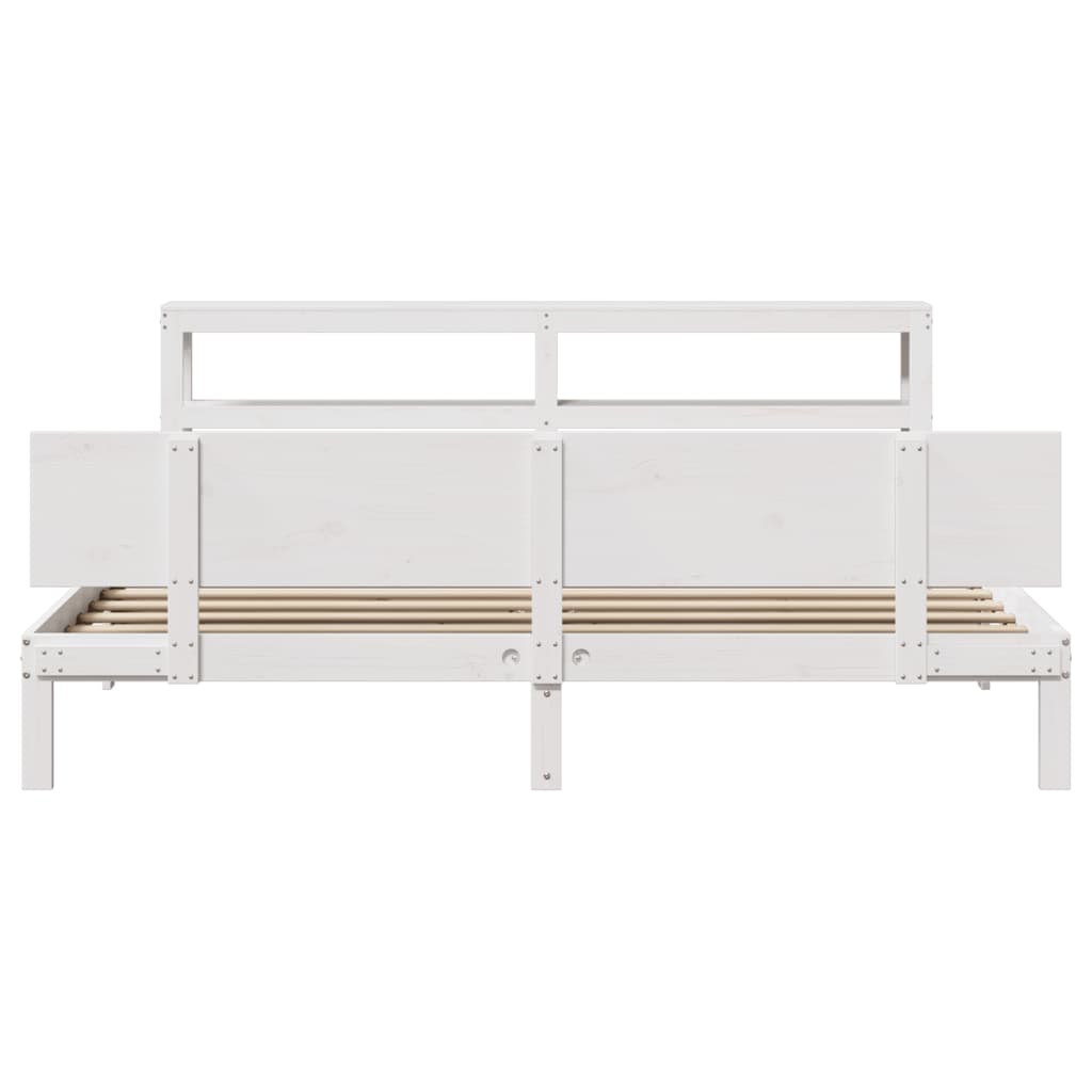 Bed Frame with Headboard without Mattress White 200x200 cm