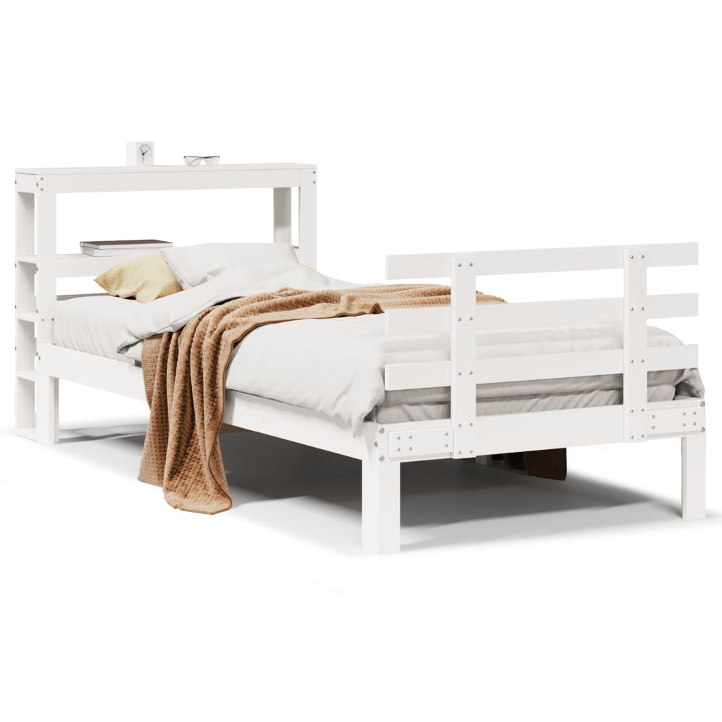 Bed Frame with Headboard without Mattress White 90x190 cm Single