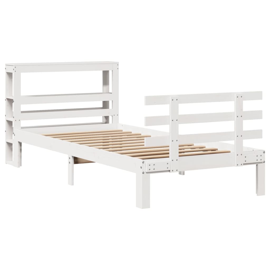 Bed Frame with Headboard without Mattress White 90x190 cm Single