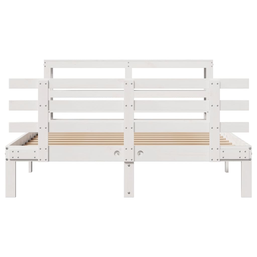 Bed Frame with Headboard without Mattress White 120x190 cm Small Double