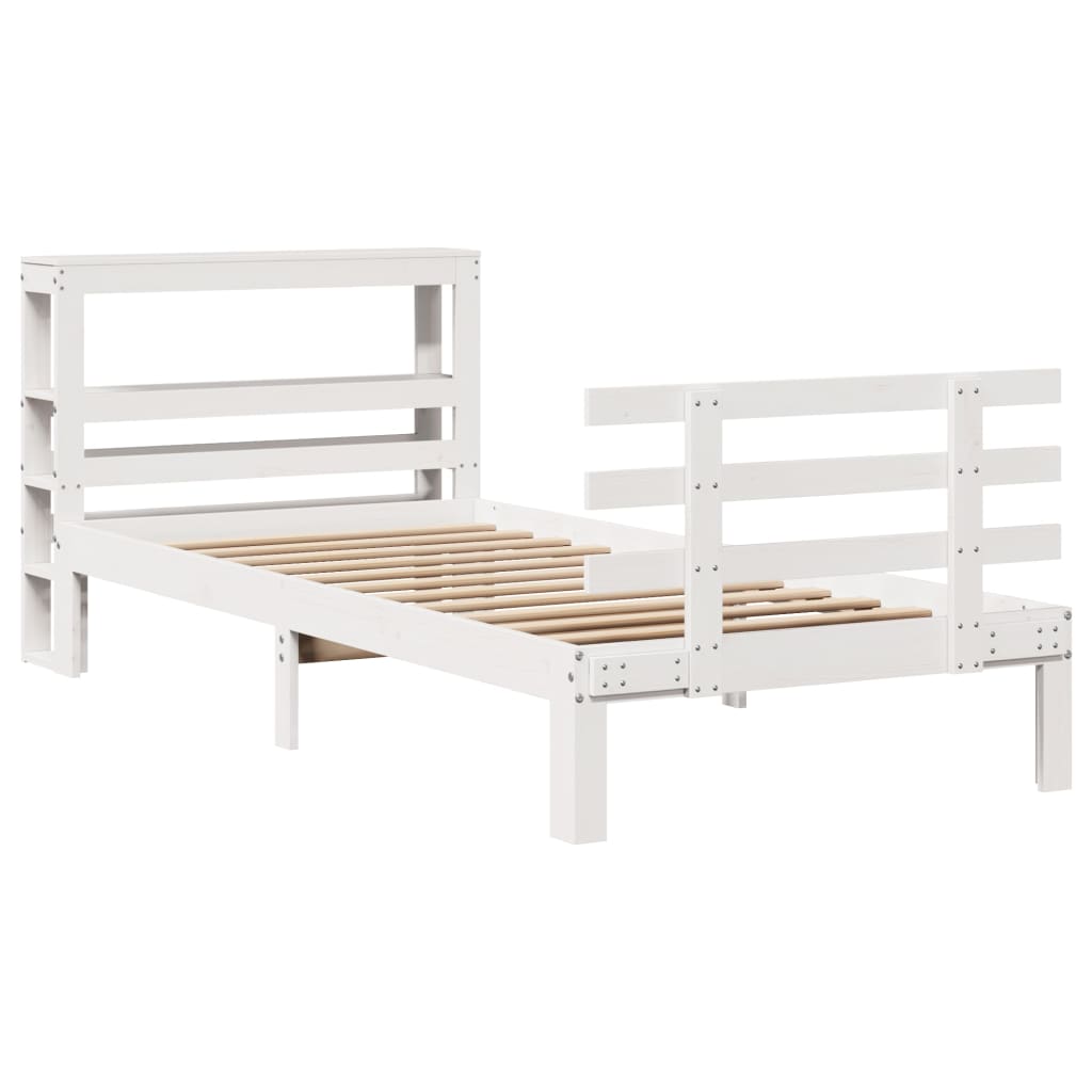 Bed Frame with Headboard without Mattress White 90x200 cm