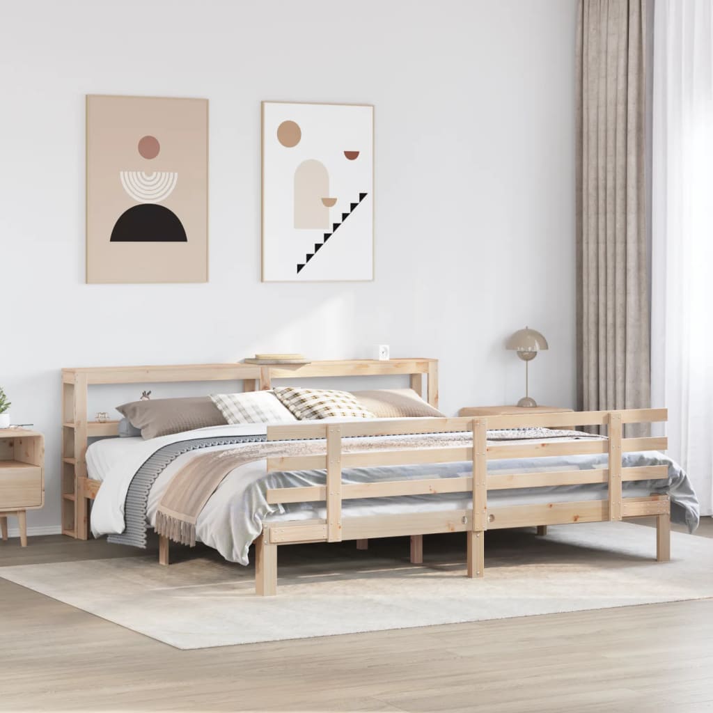 Bed Frame with Headboard without Mattress 200x200 cm