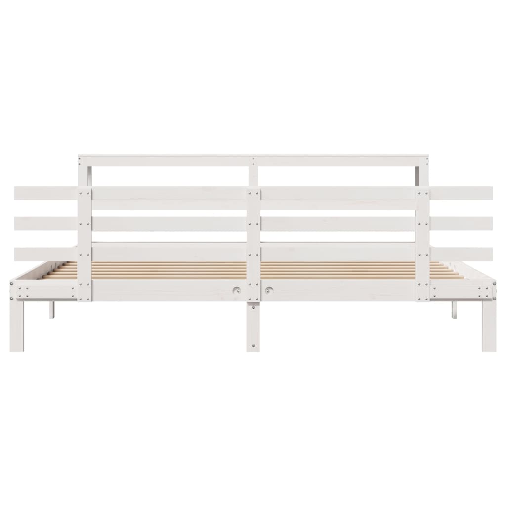 Bed Frame with Headboard without Mattress White 200x200 cm