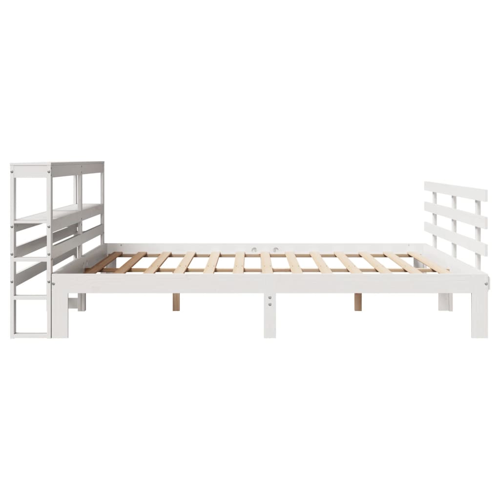 Bed Frame with Headboard without Mattress White 200x200 cm