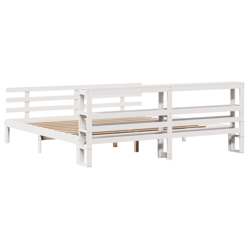 Bed Frame with Headboard without Mattress White 200x200 cm