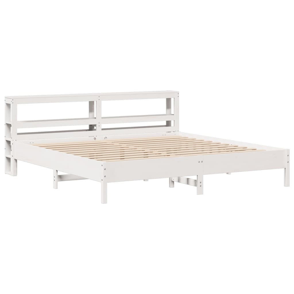 Bed Frame without Mattress White 200x200 cm Solid Wood Pine