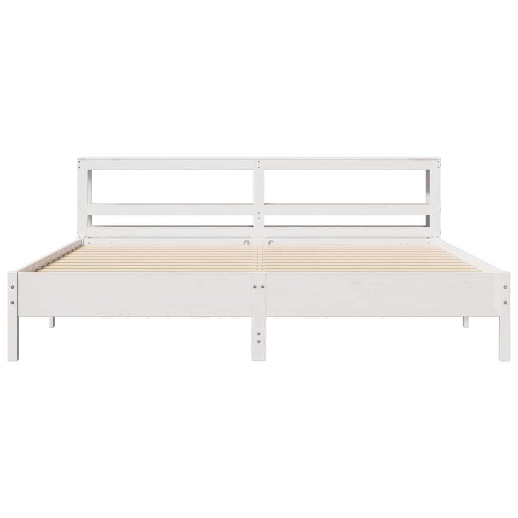 Bed Frame without Mattress White 200x200 cm Solid Wood Pine