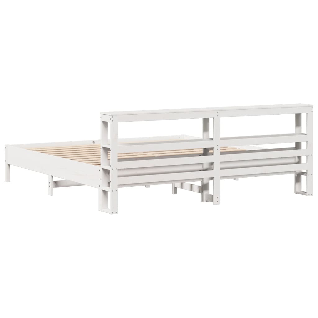 Bed Frame without Mattress White 200x200 cm Solid Wood Pine