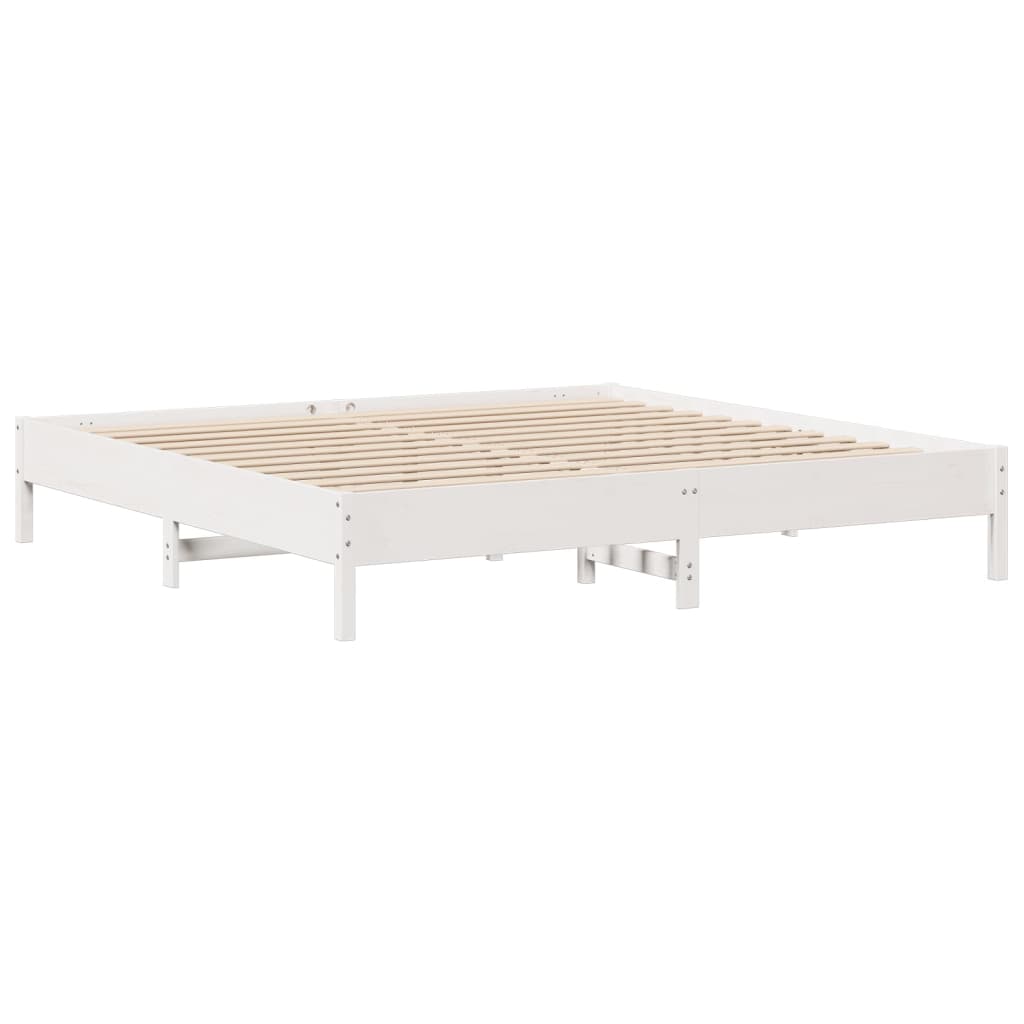 Bed Frame without Mattress White 200x200 cm Solid Wood Pine
