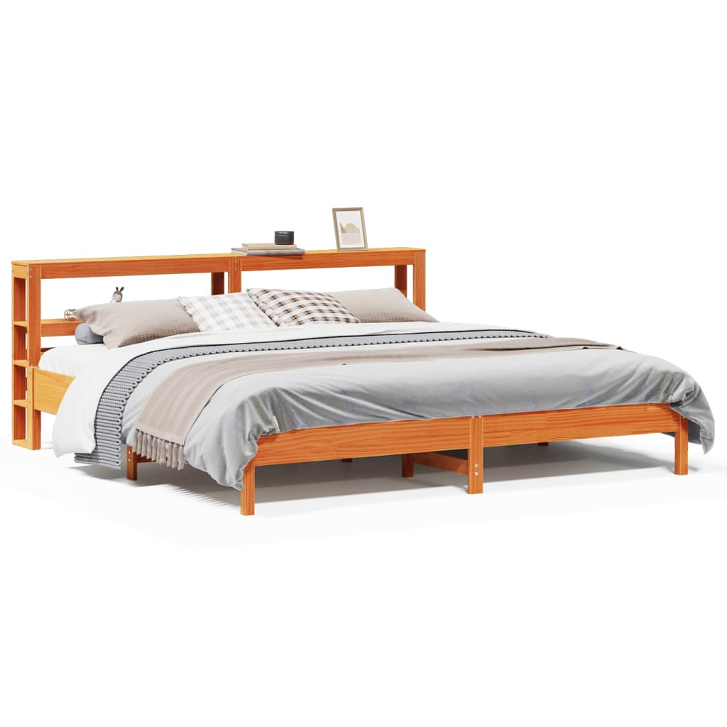 Bed Frame without Mattress Wax Brown 200x200 cm Solid Wood Pine