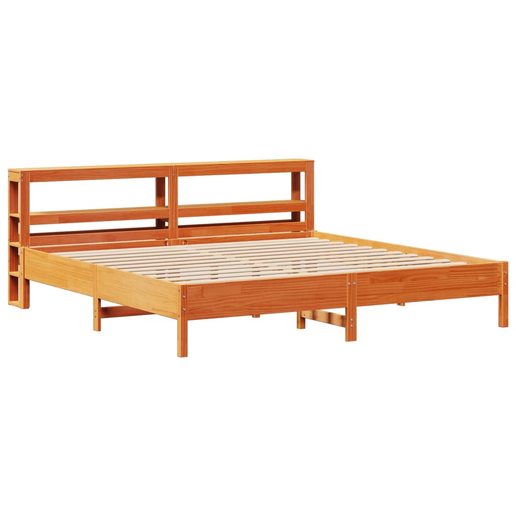 Bed Frame without Mattress Wax Brown 200x200 cm Solid Wood Pine