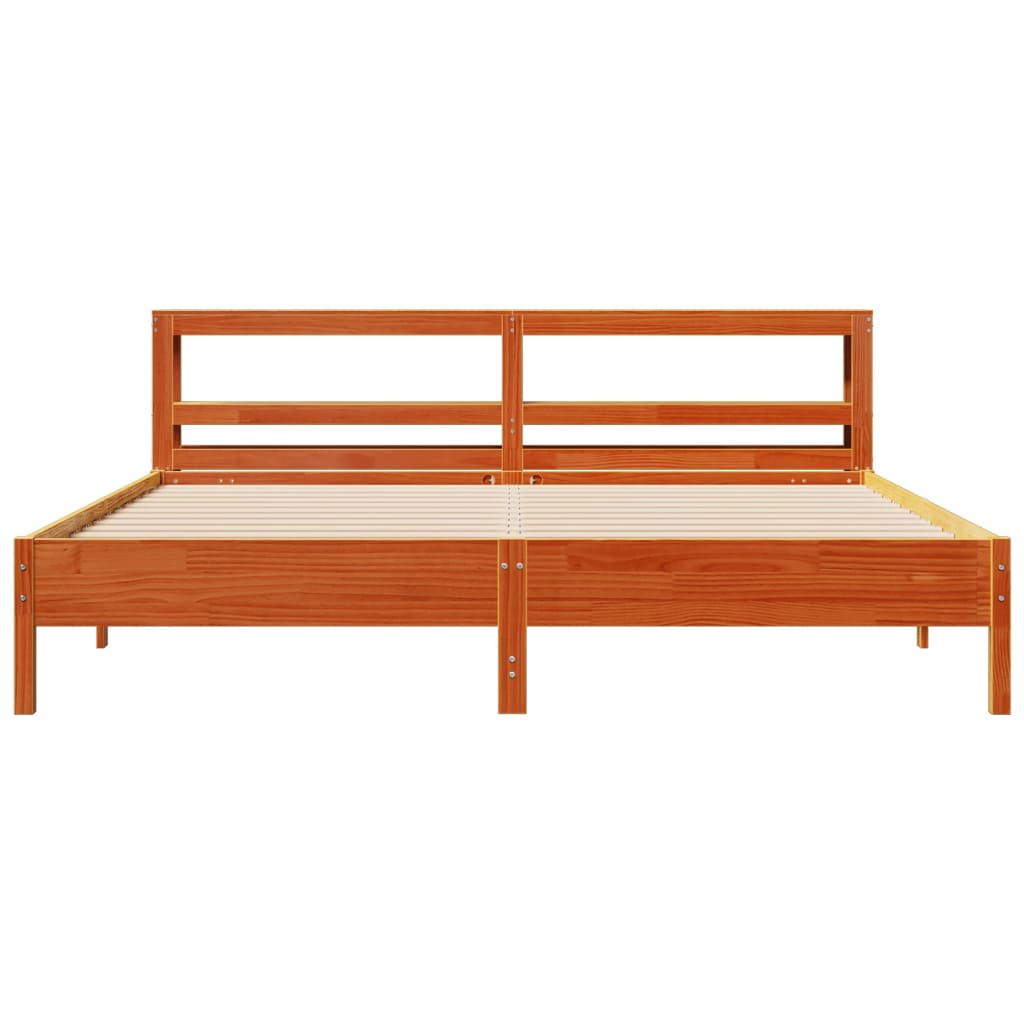 Bed Frame without Mattress Wax Brown 200x200 cm Solid Wood Pine