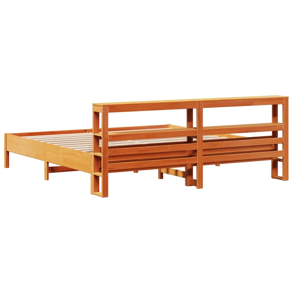 Bed Frame without Mattress Wax Brown 200x200 cm Solid Wood Pine