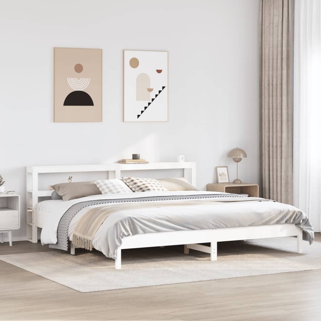 Bed Frame without Mattress White 180x200 cm Super King Solid Wood Pine