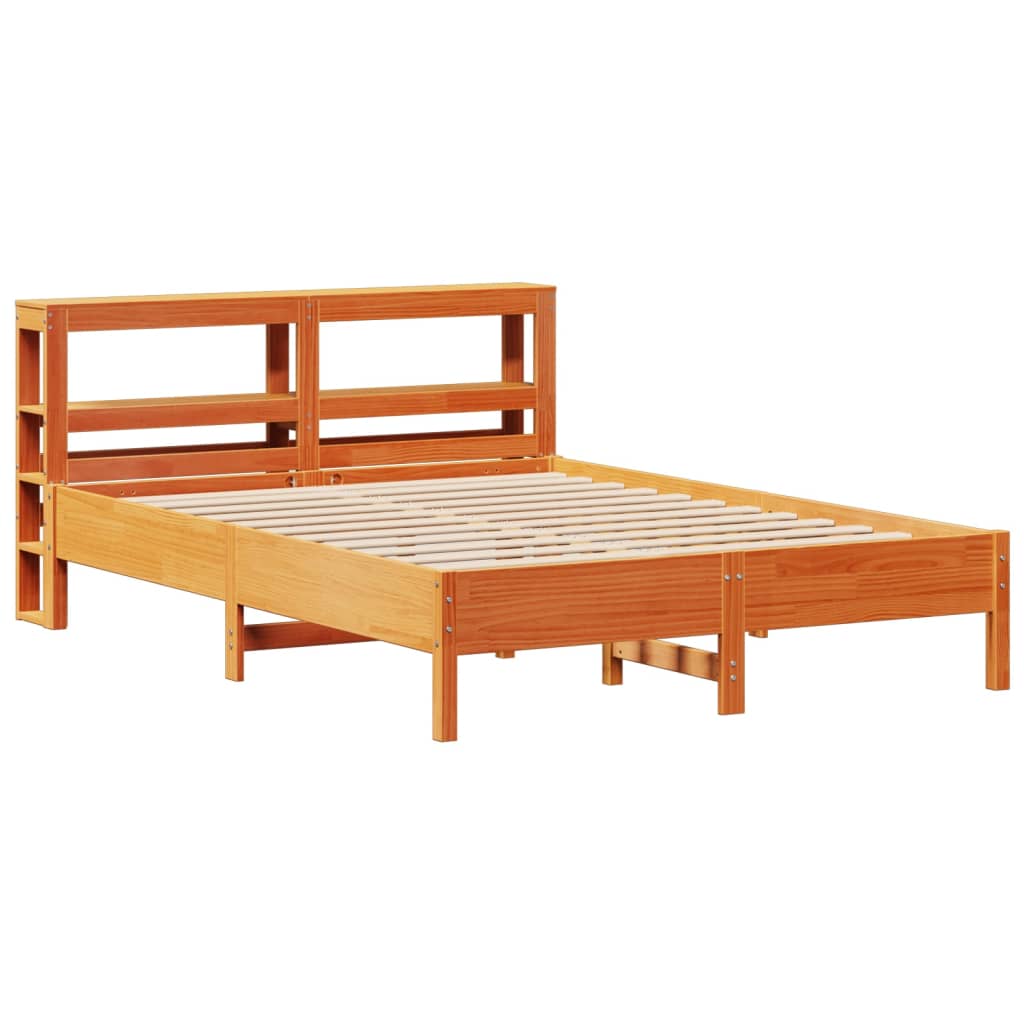 Bed Frame without Mattress Wax Brown 160x200 cm Solid Wood Pine