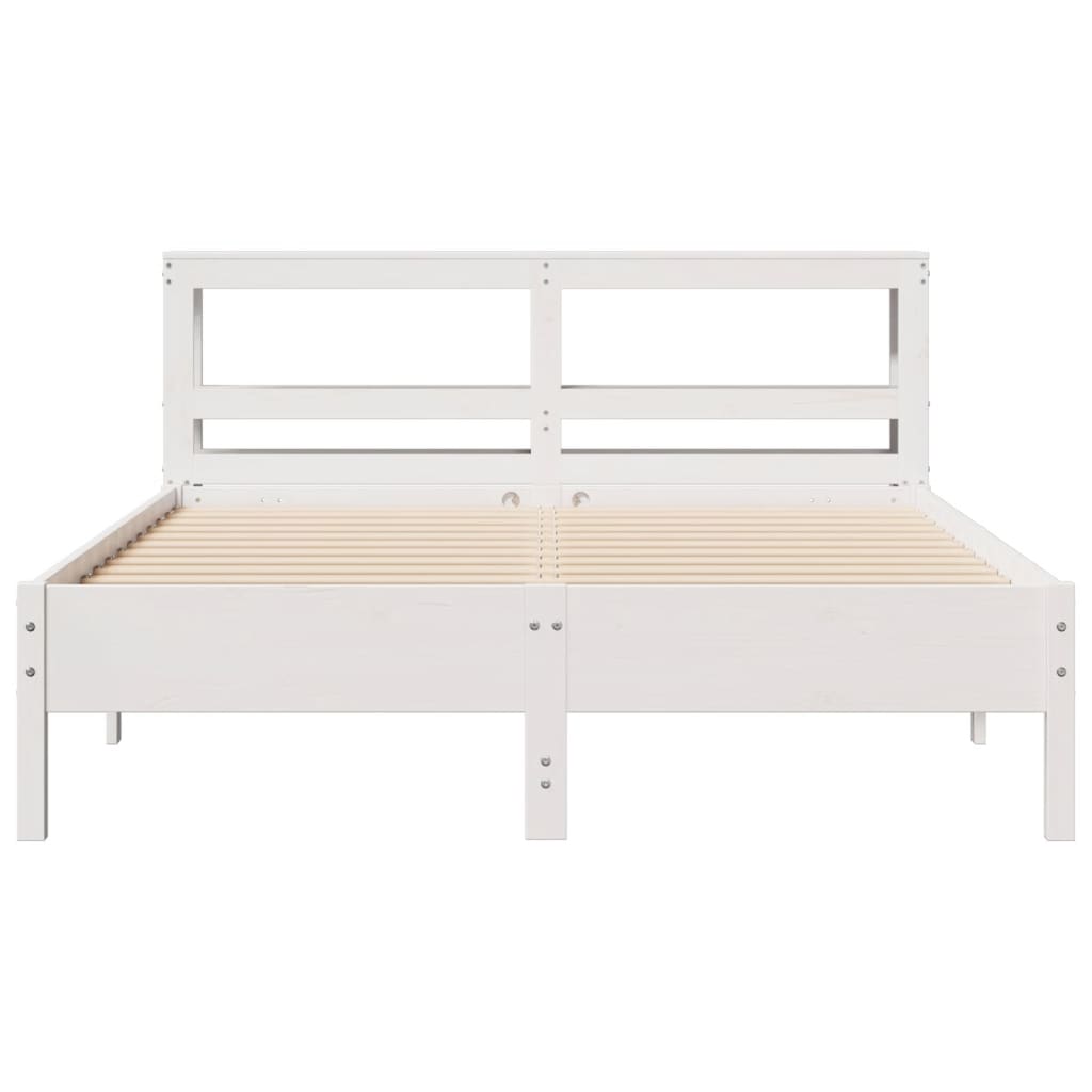 Bed Frame without Mattress White 150x200 cm King Size Solid Wood Pine