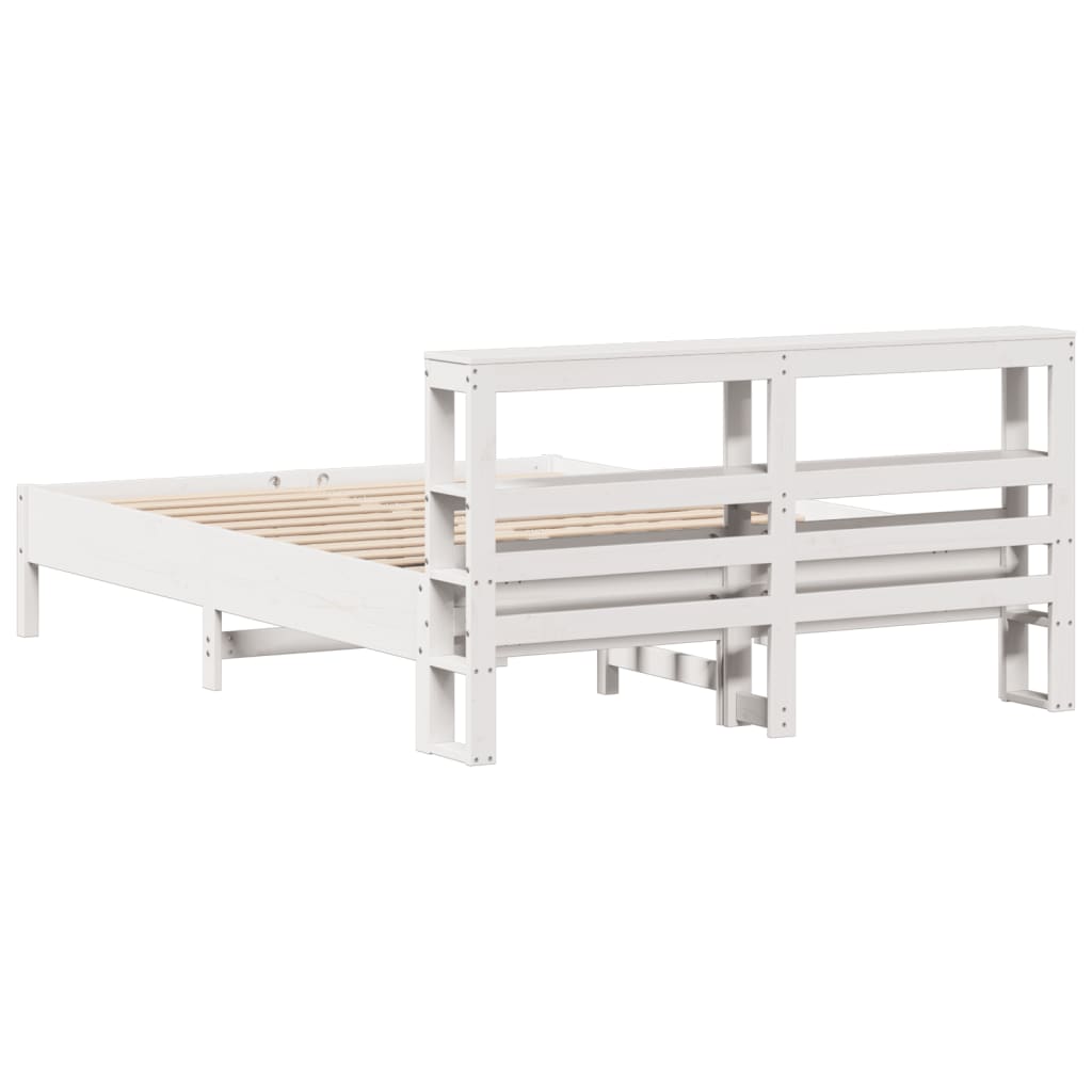 Bed Frame without Mattress White 150x200 cm King Size Solid Wood Pine