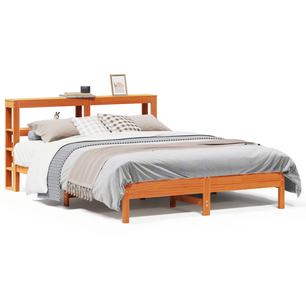 Bed Frame without Mattress Wax Brown 150x200 cm King Size Solid Wood Pine