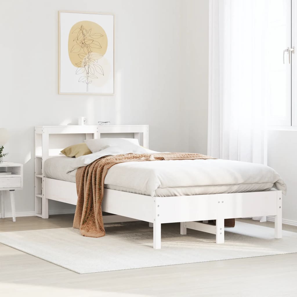 Bed Frame without Mattress White 120x200 cm Solid Wood Pine