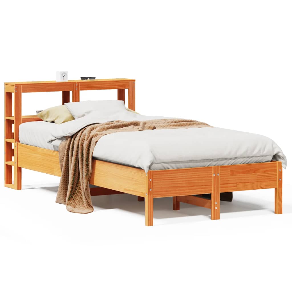 Bed Frame without Mattress Wax Brown 120x200 cm Solid Wood Pine