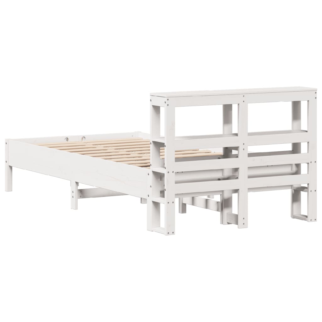 Bed Frame without Mattress White 90x200 cm Solid Wood Pine