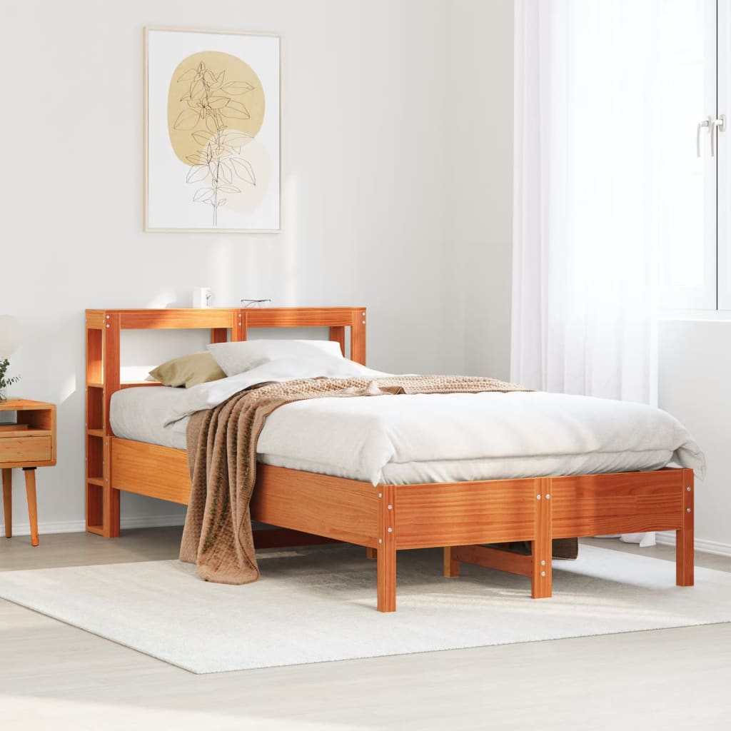 Bed Frame without Mattress Wax Brown 90x200 cm Solid Wood Pine