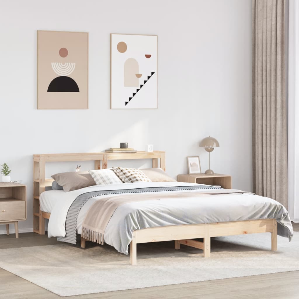 Bed Frame without Mattress 140x190 cm Solid Wood Pine