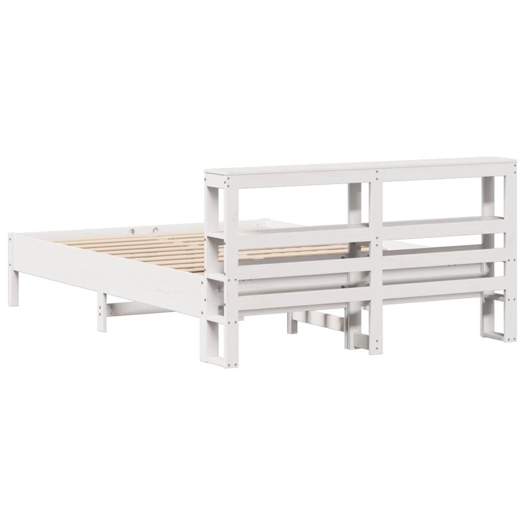 Bed Frame without Mattress White 140x190 cm Solid Wood Pine