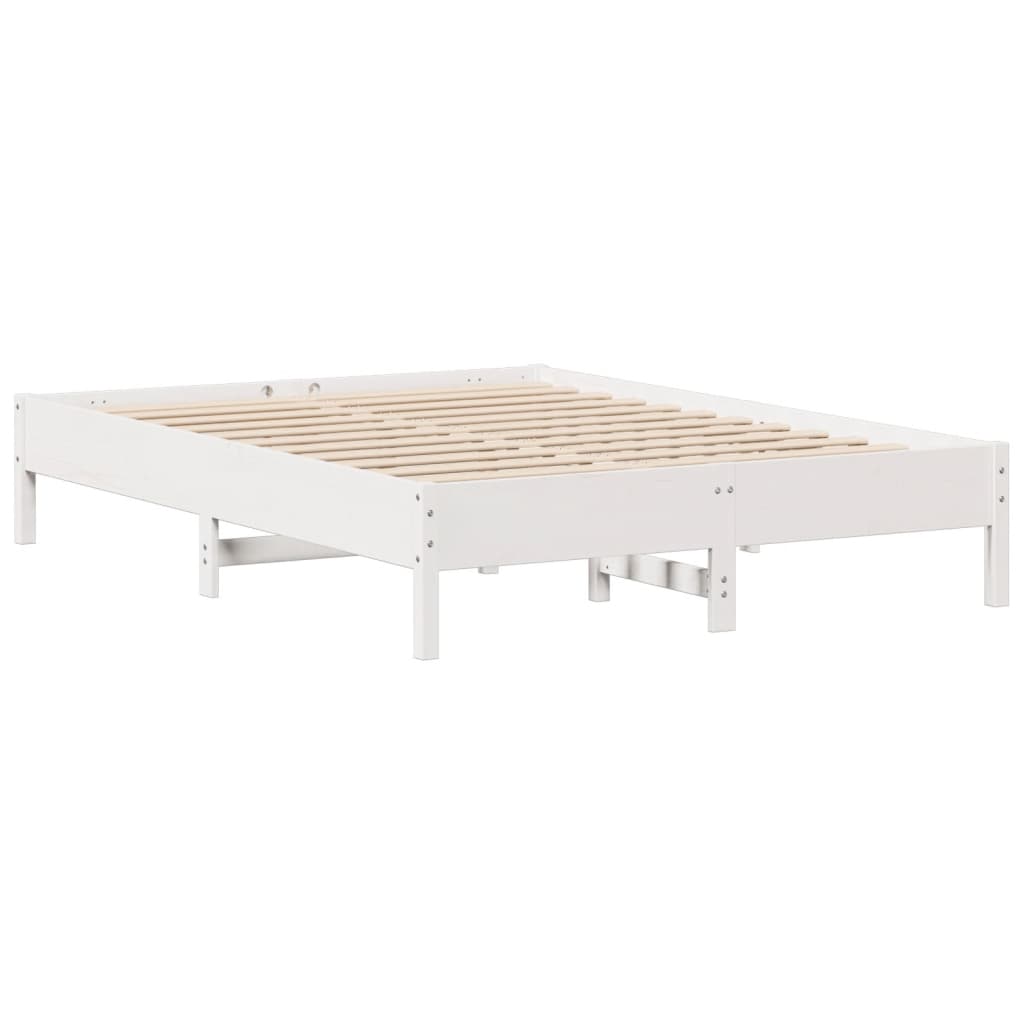 Bed Frame without Mattress White 140x190 cm Solid Wood Pine