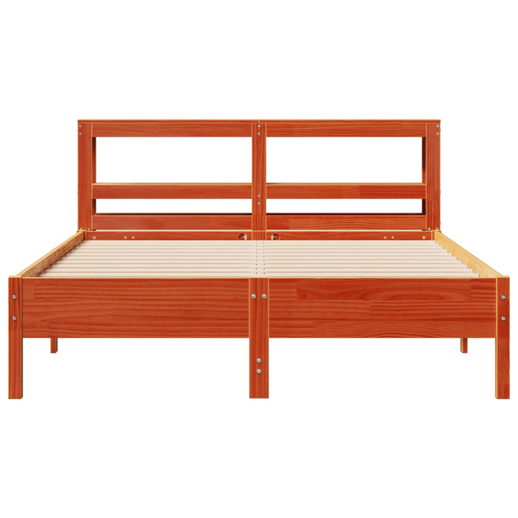 Bed Frame without Mattress Wax Brown 140x190 cm Solid Wood Pine