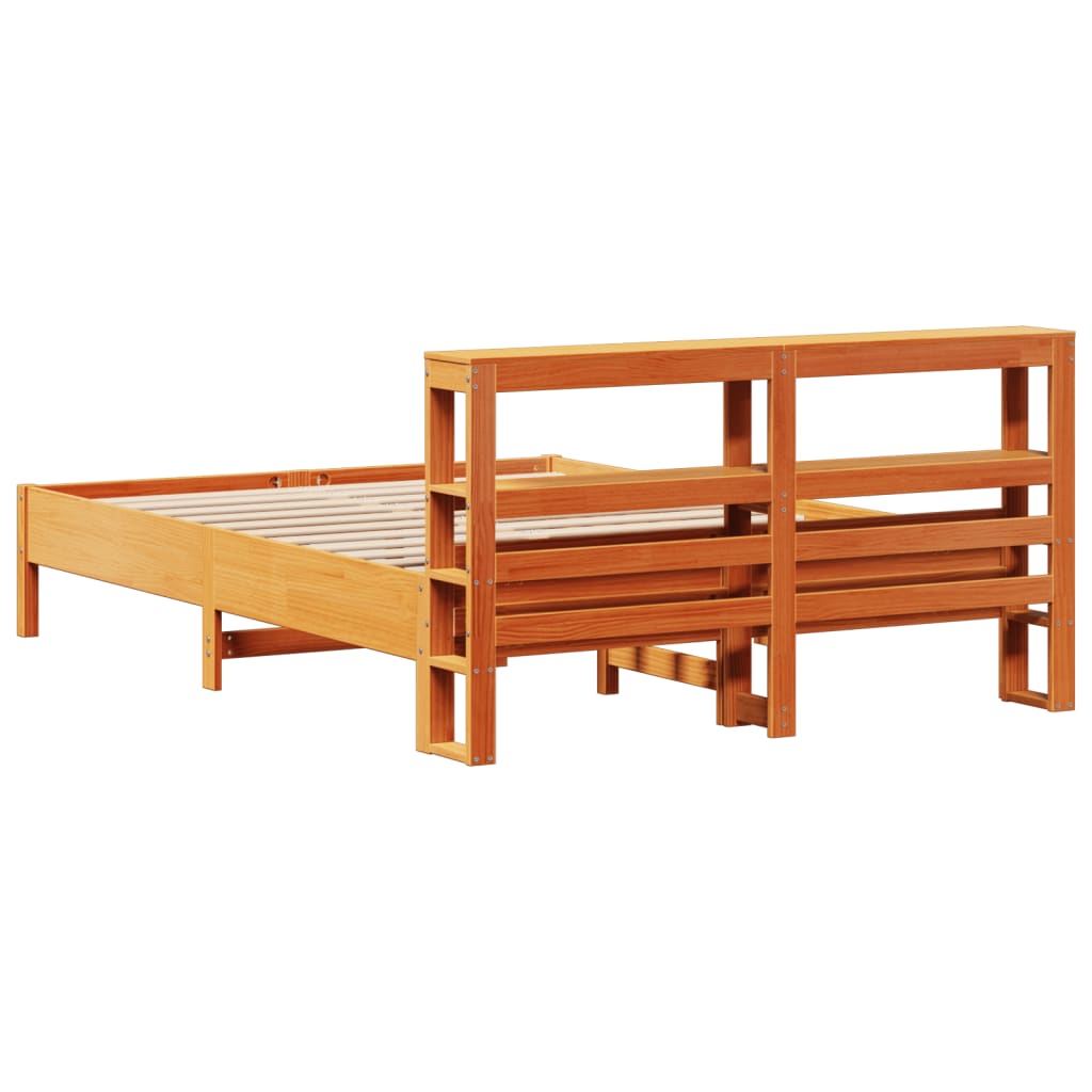 Bed Frame without Mattress Wax Brown 140x190 cm Solid Wood Pine