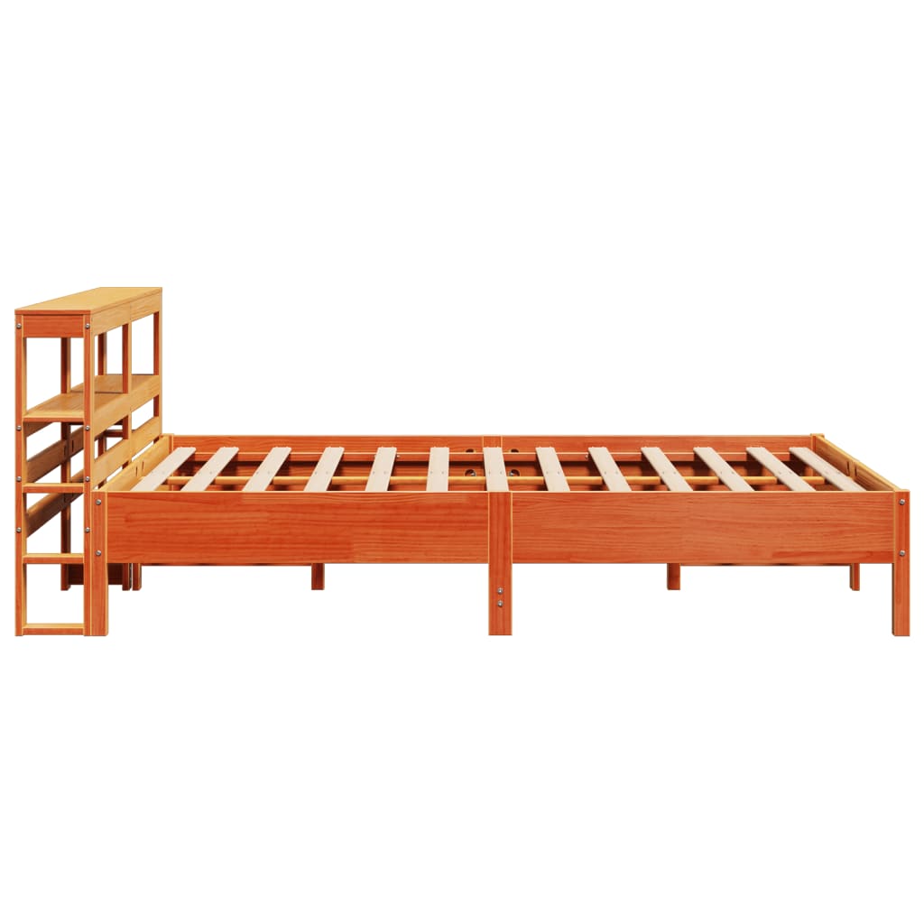 Bed Frame without Mattress Wax Brown 135x190 cm Double Solid Wood Pine